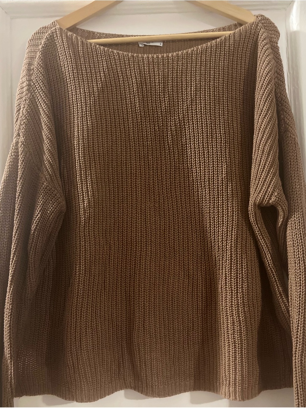 XOXO Off-the-Shoulder Oversized Sweater - Camel Brown